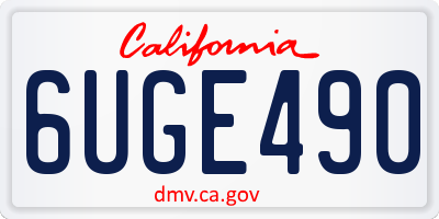 CA license plate 6UGE490