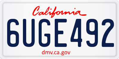 CA license plate 6UGE492