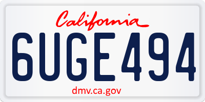 CA license plate 6UGE494