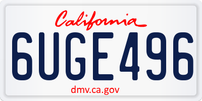 CA license plate 6UGE496