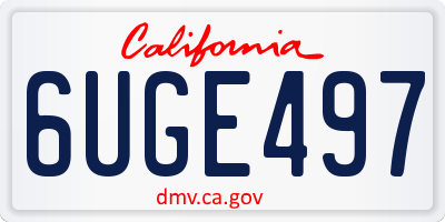 CA license plate 6UGE497