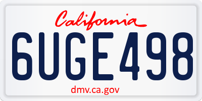 CA license plate 6UGE498