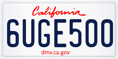 CA license plate 6UGE500