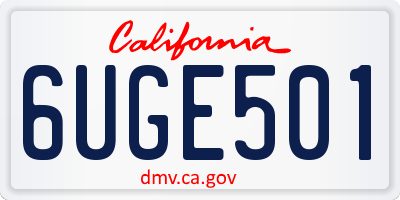 CA license plate 6UGE501