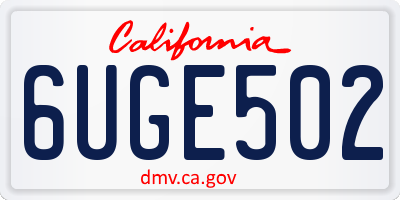 CA license plate 6UGE502