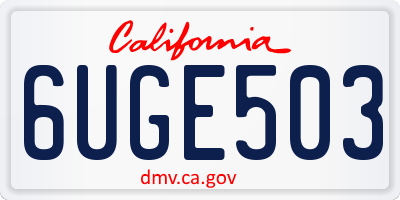 CA license plate 6UGE503