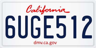 CA license plate 6UGE512