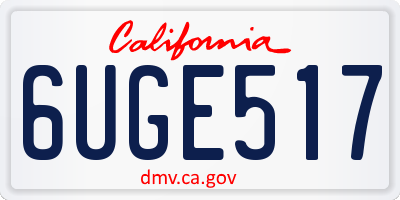 CA license plate 6UGE517