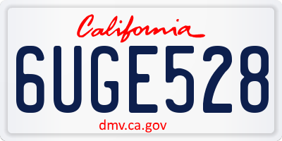 CA license plate 6UGE528
