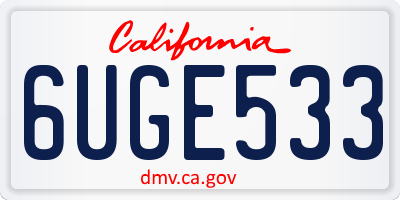 CA license plate 6UGE533