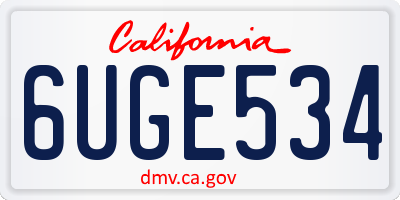 CA license plate 6UGE534