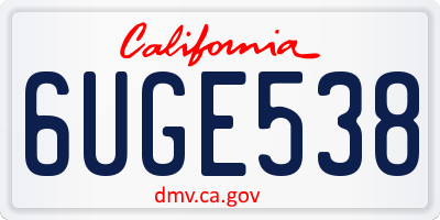 CA license plate 6UGE538