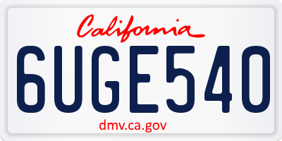 CA license plate 6UGE540