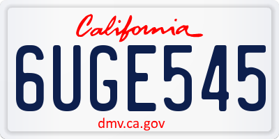 CA license plate 6UGE545