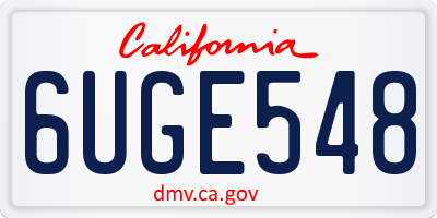 CA license plate 6UGE548