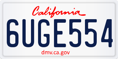 CA license plate 6UGE554