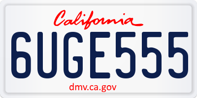 CA license plate 6UGE555