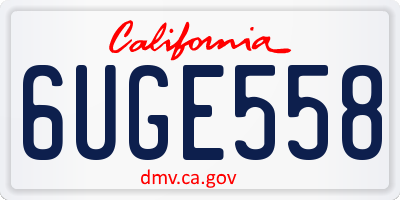 CA license plate 6UGE558