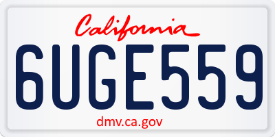 CA license plate 6UGE559