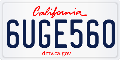 CA license plate 6UGE560