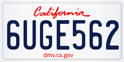 CA license plate 6UGE562