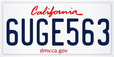 CA license plate 6UGE563