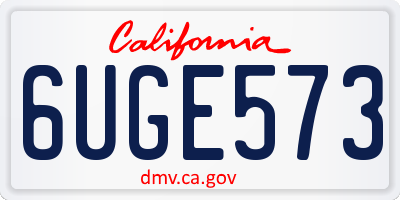 CA license plate 6UGE573
