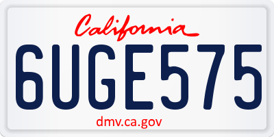 CA license plate 6UGE575