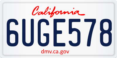 CA license plate 6UGE578
