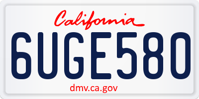 CA license plate 6UGE580