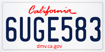 CA license plate 6UGE583