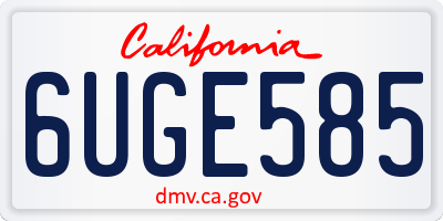 CA license plate 6UGE585