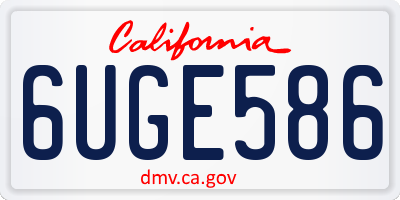 CA license plate 6UGE586