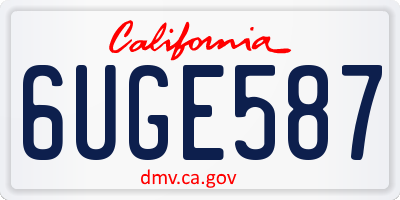 CA license plate 6UGE587