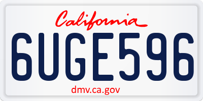 CA license plate 6UGE596