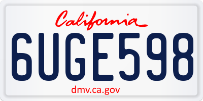 CA license plate 6UGE598