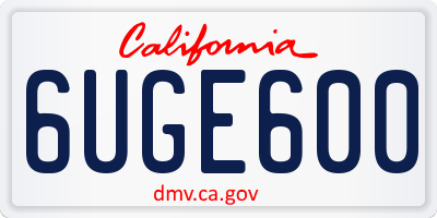 CA license plate 6UGE600