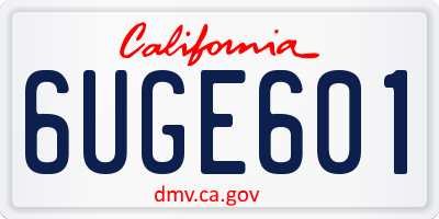 CA license plate 6UGE601