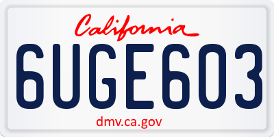 CA license plate 6UGE603