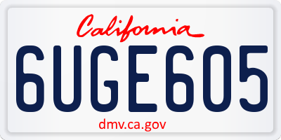 CA license plate 6UGE605