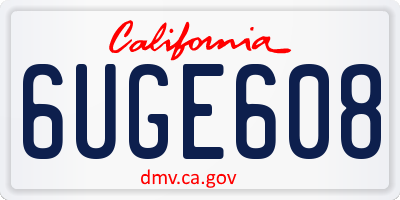 CA license plate 6UGE608