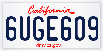 CA license plate 6UGE609