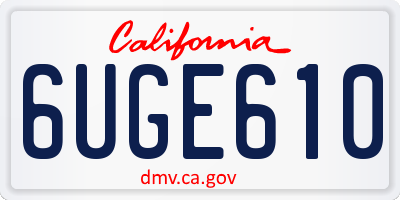 CA license plate 6UGE610