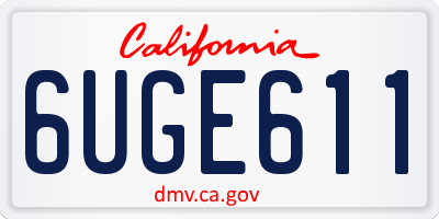 CA license plate 6UGE611