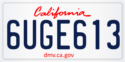 CA license plate 6UGE613