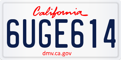 CA license plate 6UGE614