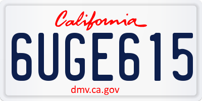 CA license plate 6UGE615