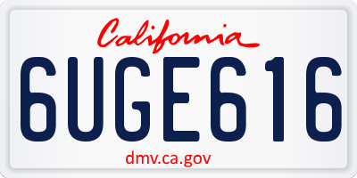 CA license plate 6UGE616