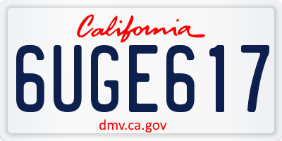 CA license plate 6UGE617