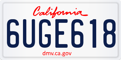 CA license plate 6UGE618